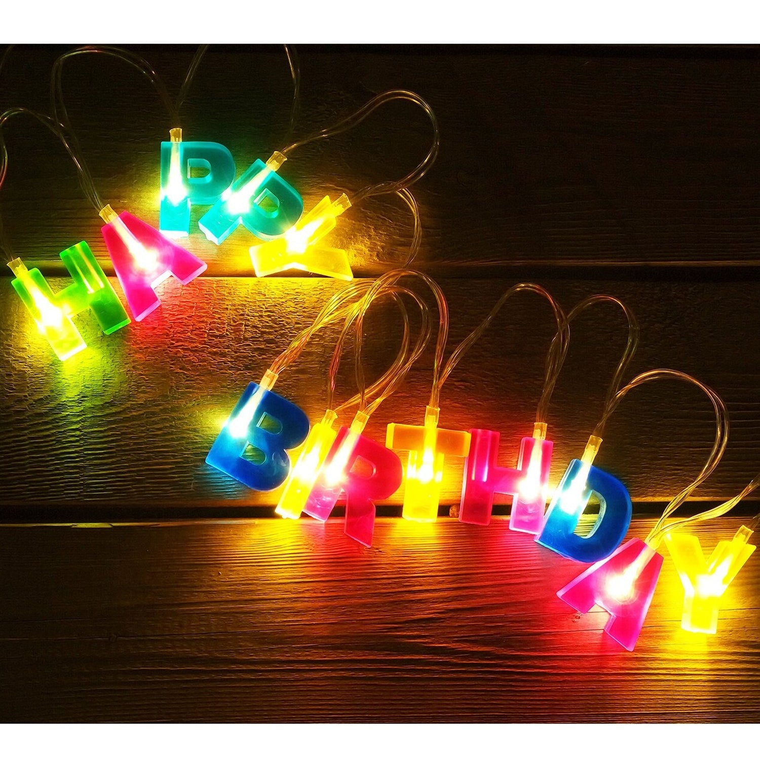 Decoratives Plastic Happy Birthday 13 LED Letter Battery Operated String Lights. Outdoor String Lights (Multicolour)