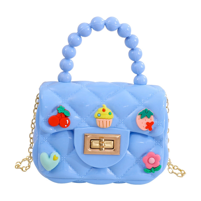 Women's Small PVC Color Block Streetwear Square Lock Clasp Handbag