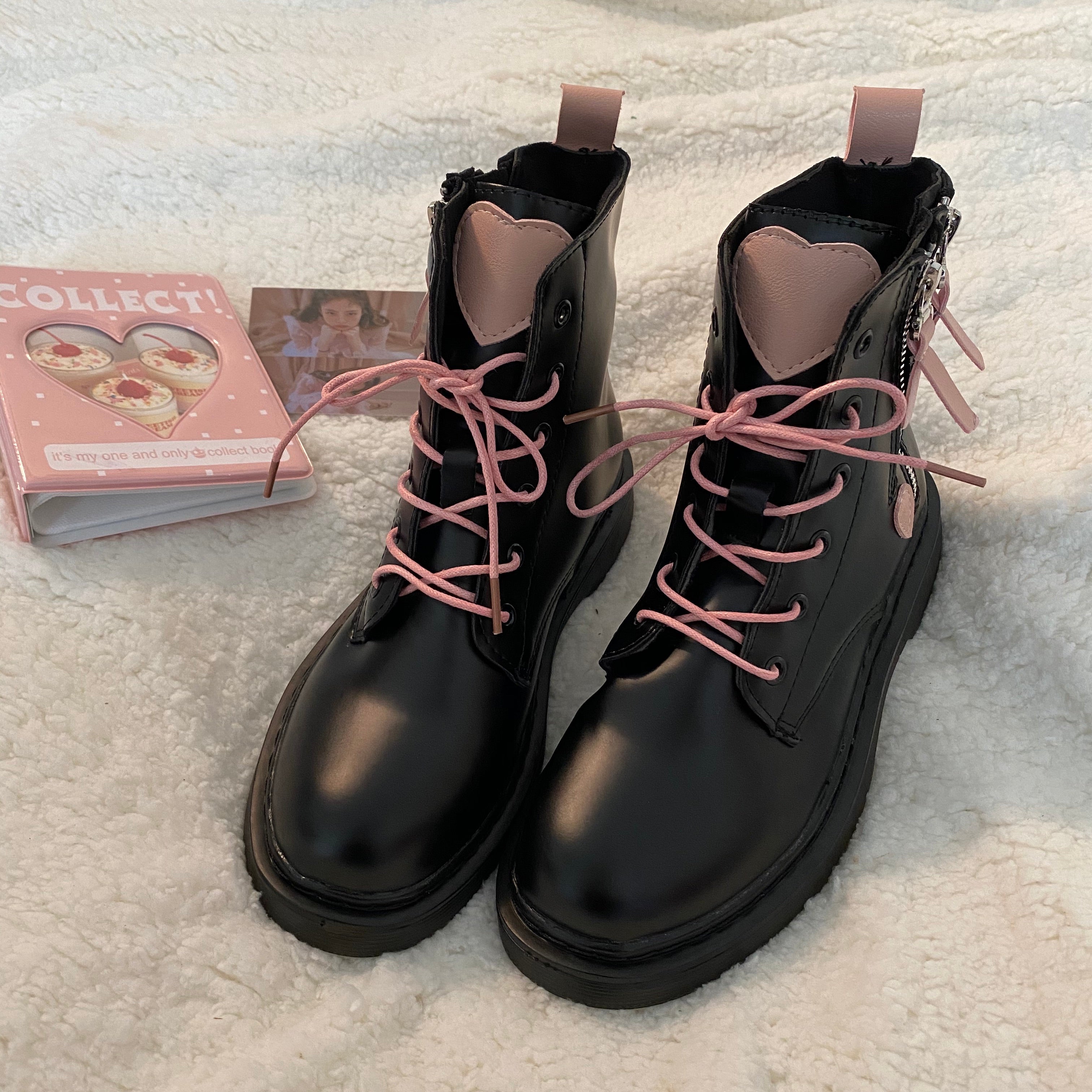 Black + Pink Martin Boots KF6912