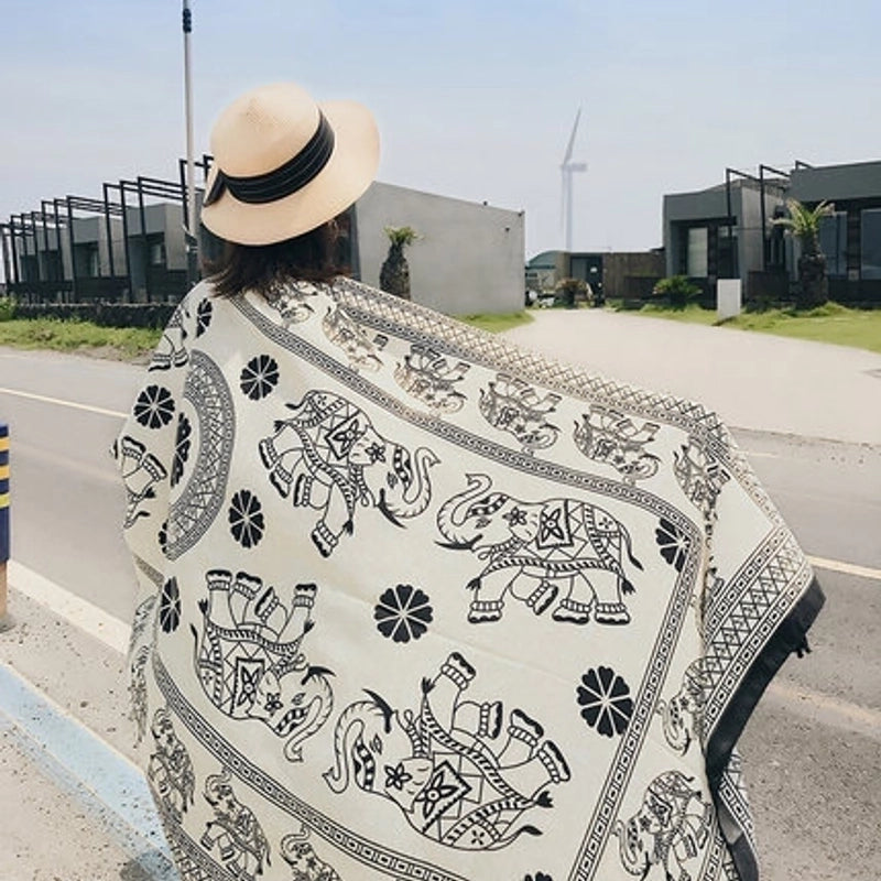 Women's Classic Style Printing Cotton And Linen Scarf Shawl