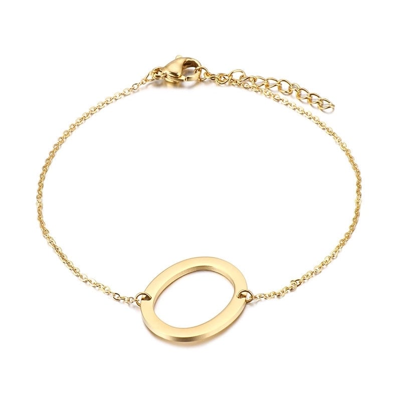Fashion Letter Titanium Steel 18K Gold Plated Bracelets In Bulk