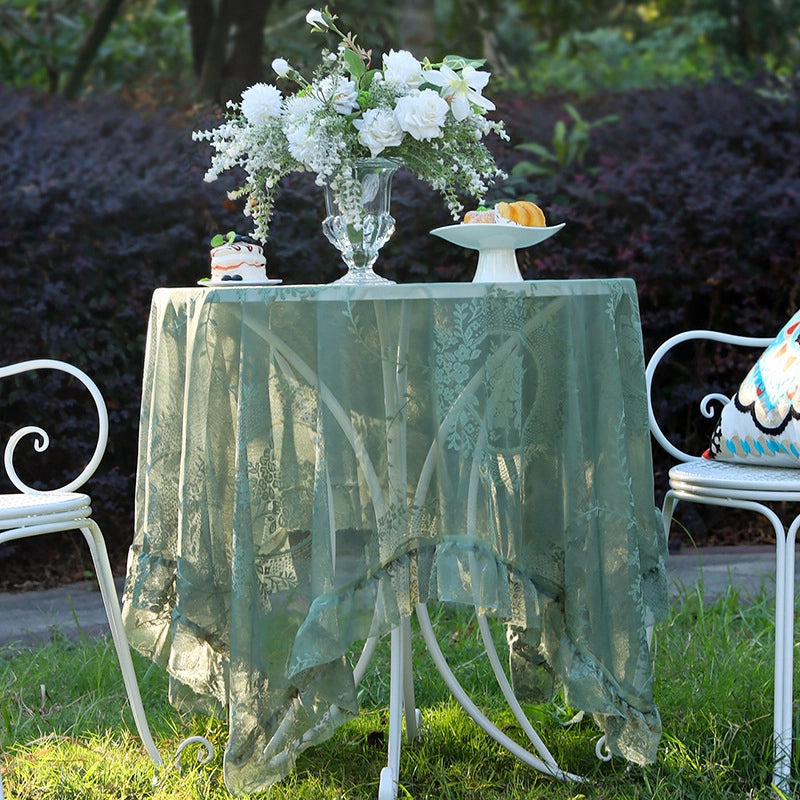 Pastoral Style Hollow Lace Tablecloth Round Window Flower Ruffled Tablecloth Fresh Lace Tablecloth In Stock Style