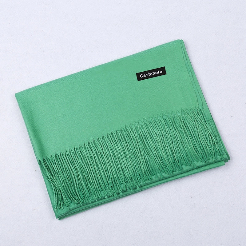 Pure Color Cashmere Scarf Women's Autumn And Winter Popular 220g Light Board Tassel Warm Shawl Travel Gift