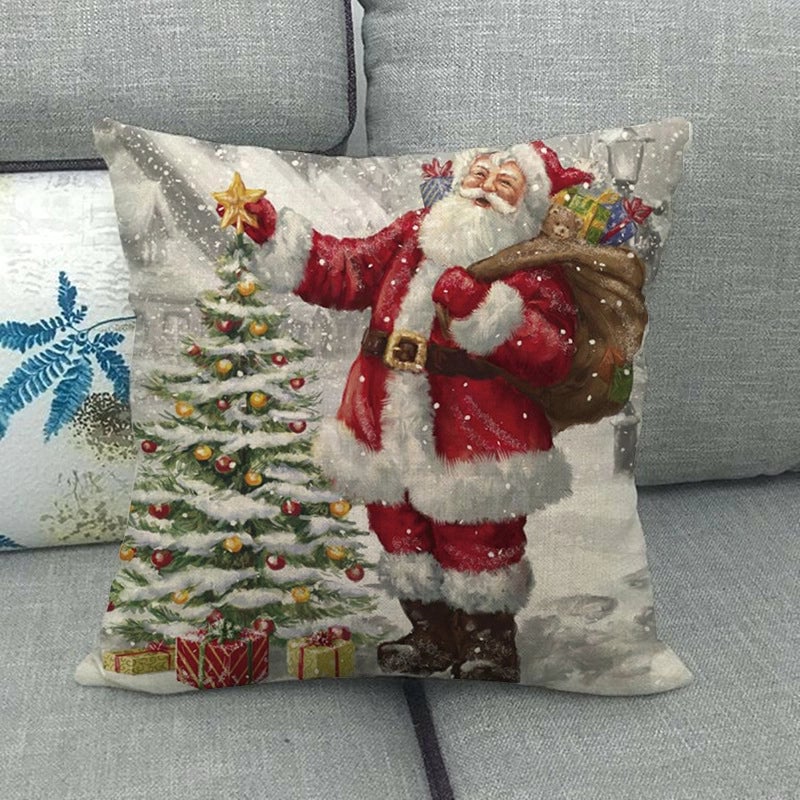Christmas Modern Style Classic Style Christmas Tree Santa Claus Dog Linen Pillow Cases Couch & Sofa Decor