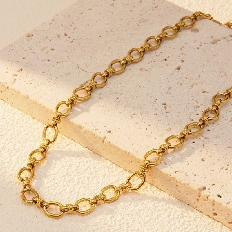Minimalist Classic Style Cool Style Solid Color 304 Stainless Steel 18K Gold Plated Necklace