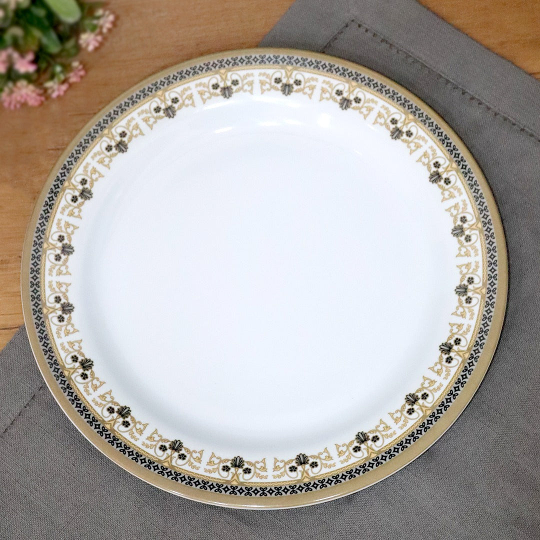 Gold & Black Melamine Round Big Plate Set (6pcs)