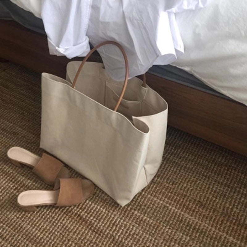 Women's Vacation Solid Color Canvas Shopping Bags