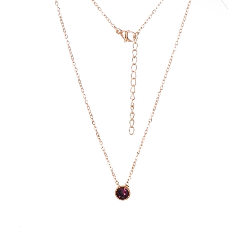 Stainless Steel 18K Gold Plated Rose Gold Plated IG Style Plating Inlay Round Birthstone Pendant Necklace