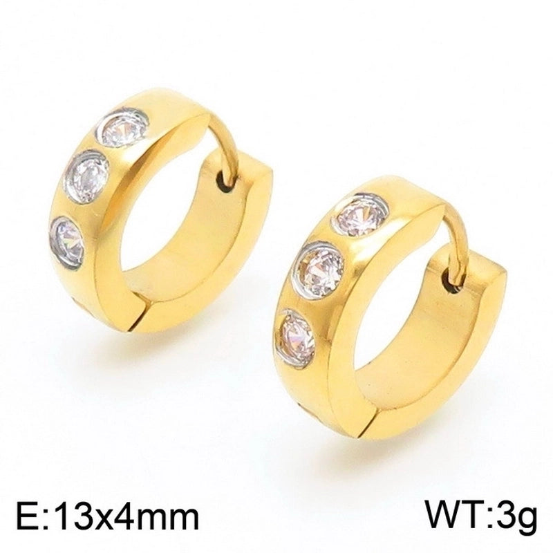 1 Pair Luxurious Solid Color Plating Inlay Stainless Steel Zircon 18K Gold Plated Earrings