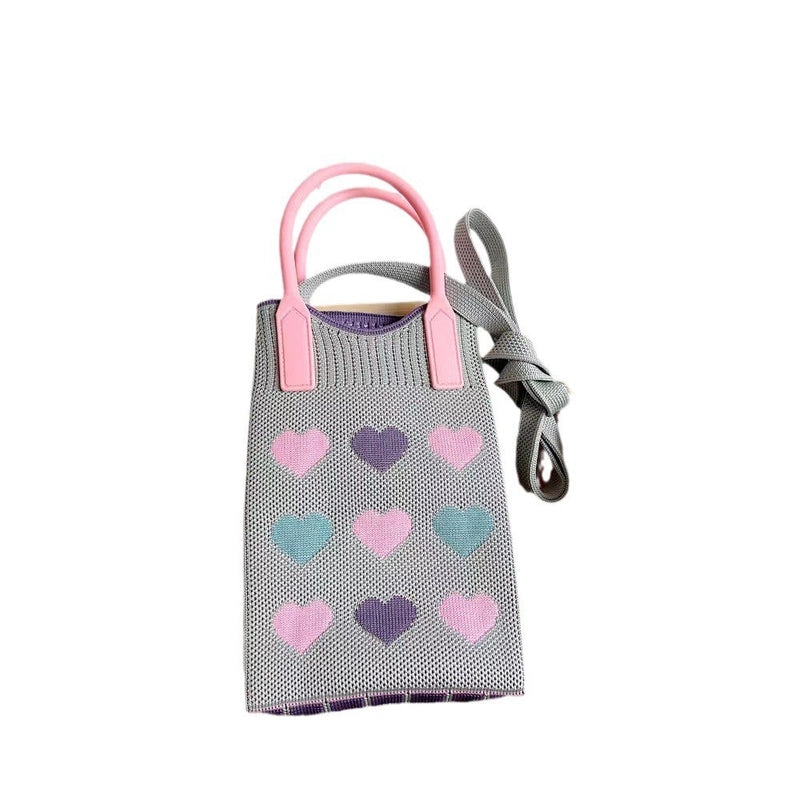 Cat-mounted Mobile Phone Bag Women's Crossbody Mini Bag Small Cute Lightweight Four Seasons Handbag Knitted Bag