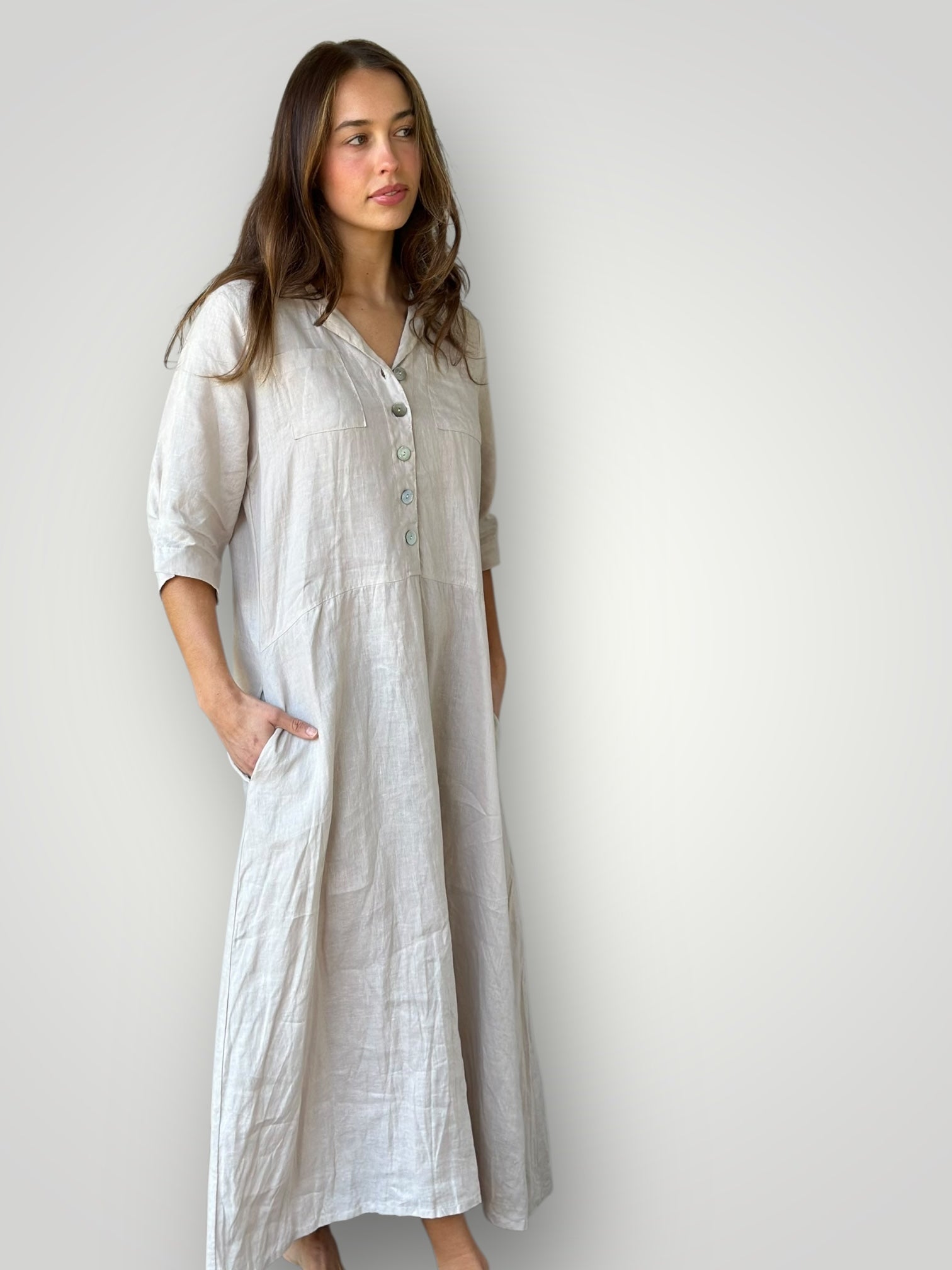 bridget dress -  almond linen
