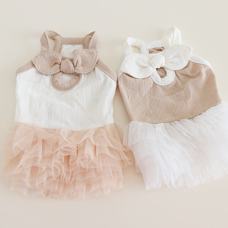 Contrast Color Sweet Bow Dog Cat Dress