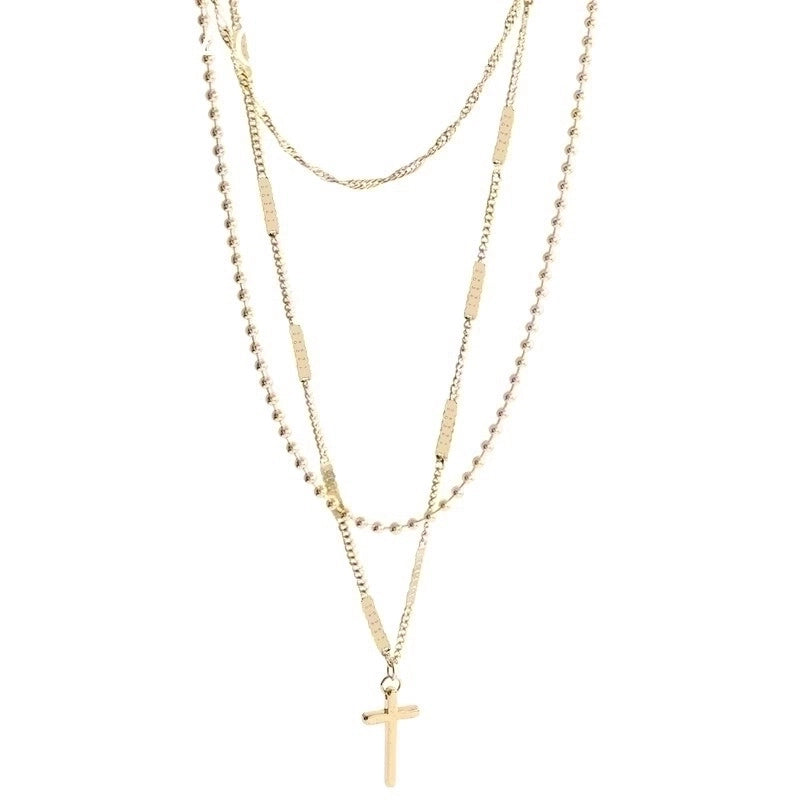 Fashion Cross Titanium Steel Titanium Steel 14K Gold Plated Gold Plated Silver Plated Metal Chain Necklace