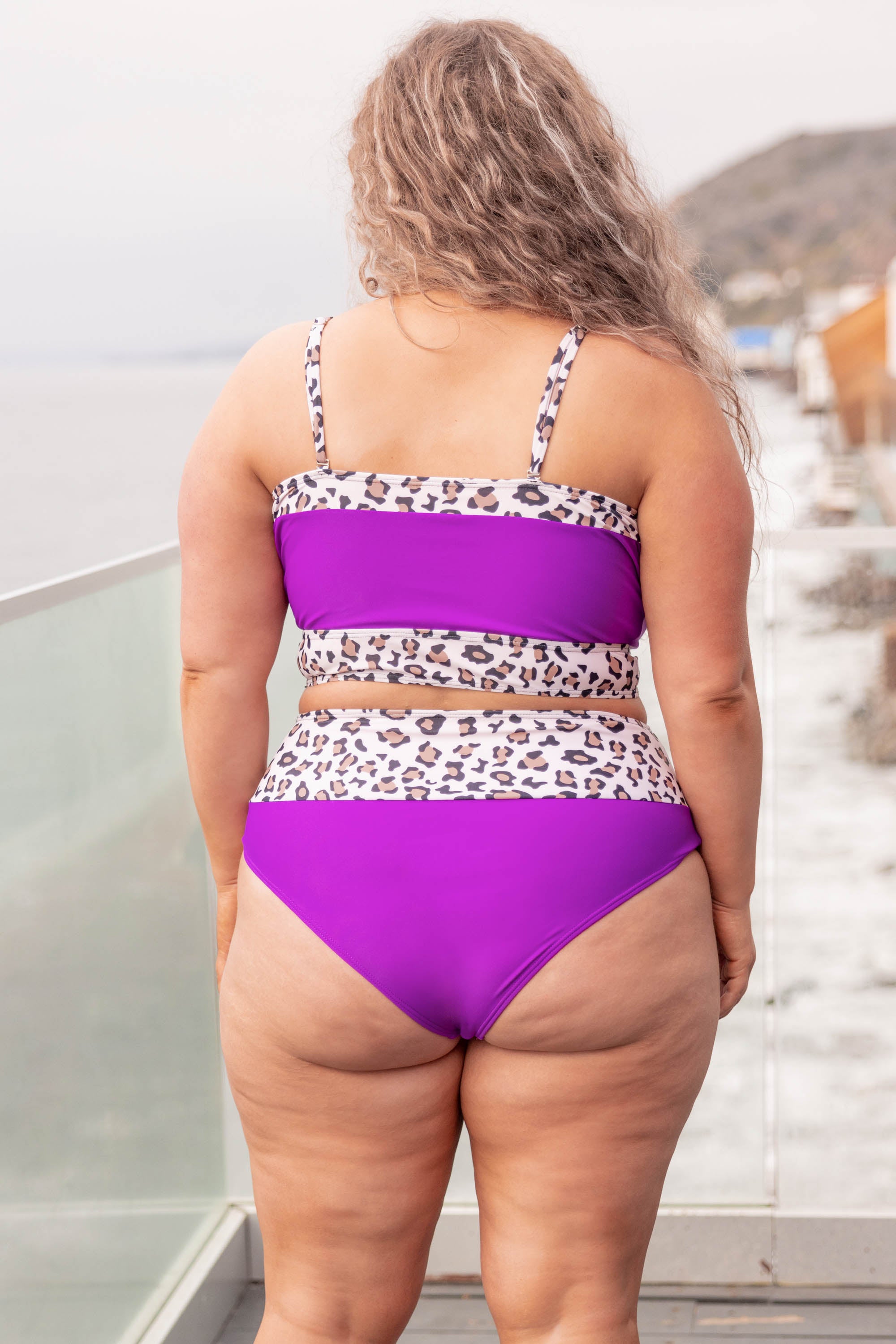 Hidden Islands Swim Top. Neon Purple