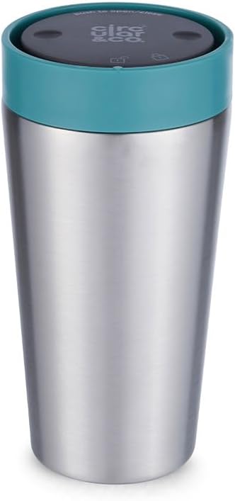 Circular & Co Thermal Stainless Steel Travel Mug - 8oz/227ml - Insulated Reusable Coffee Cup - 100% Leakproof & Lockable - 6 Hours Hot/Cold - Push Top, One Hand Open, 360 Drinking Coffee Tumbler