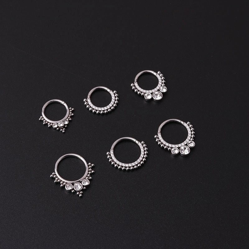 316 Stainless Steel  Fashion Inlaid Zircon Geometric Nose Ring