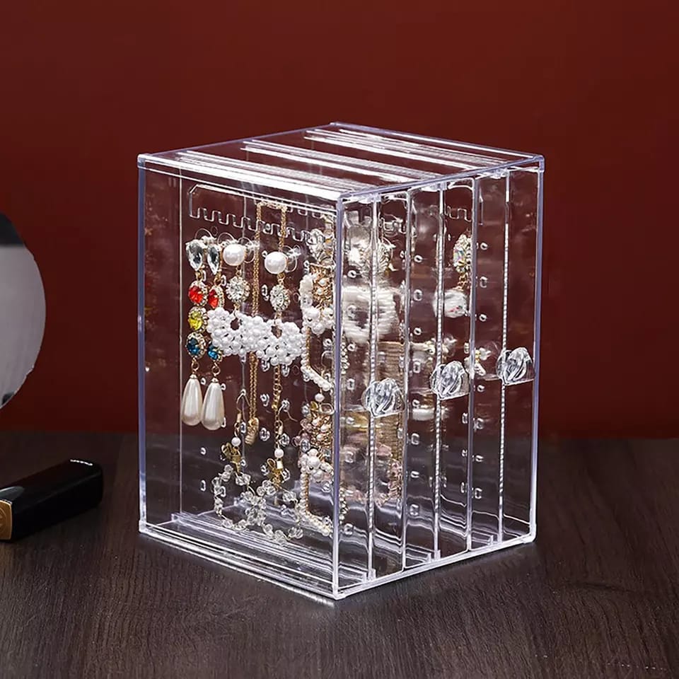 Acrylic Women's Earrings Jewelry Display Stand Rack. Organizer Storage Box. Drawers Design Rack Holder