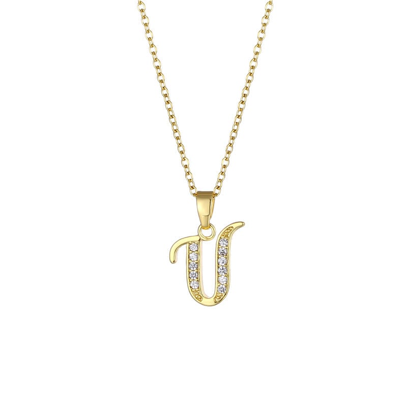 Minimalist Letter Text Number Stainless Steel Electroplating Necklaces