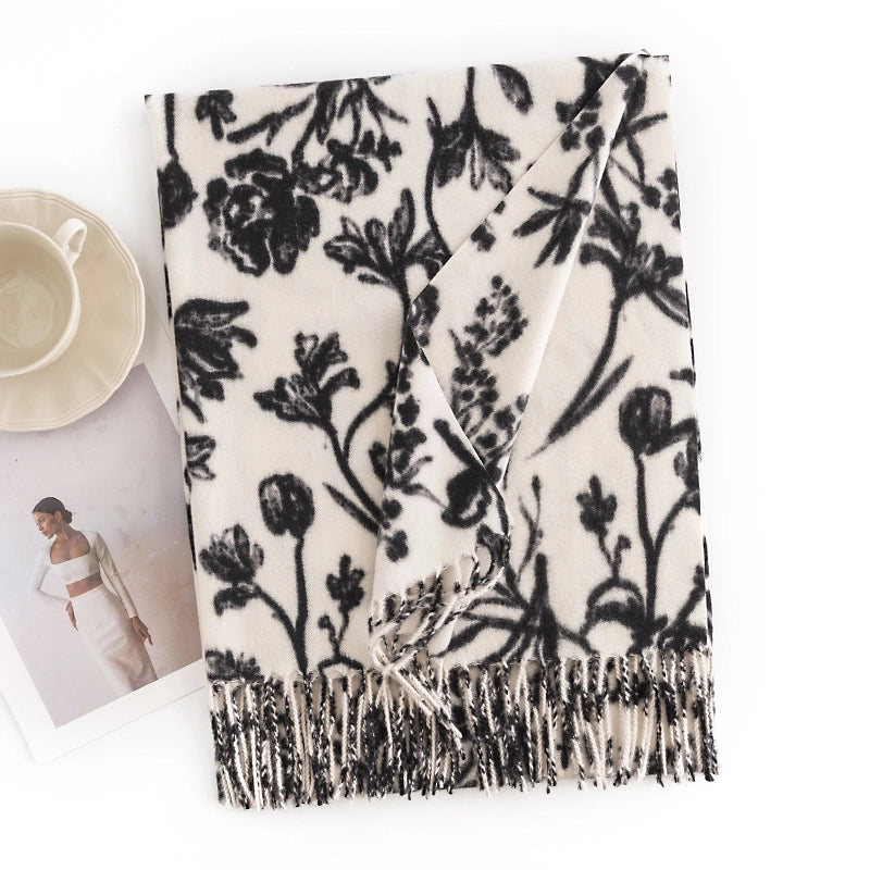 Women's Minimalist Flower Polyester Printing Scarf