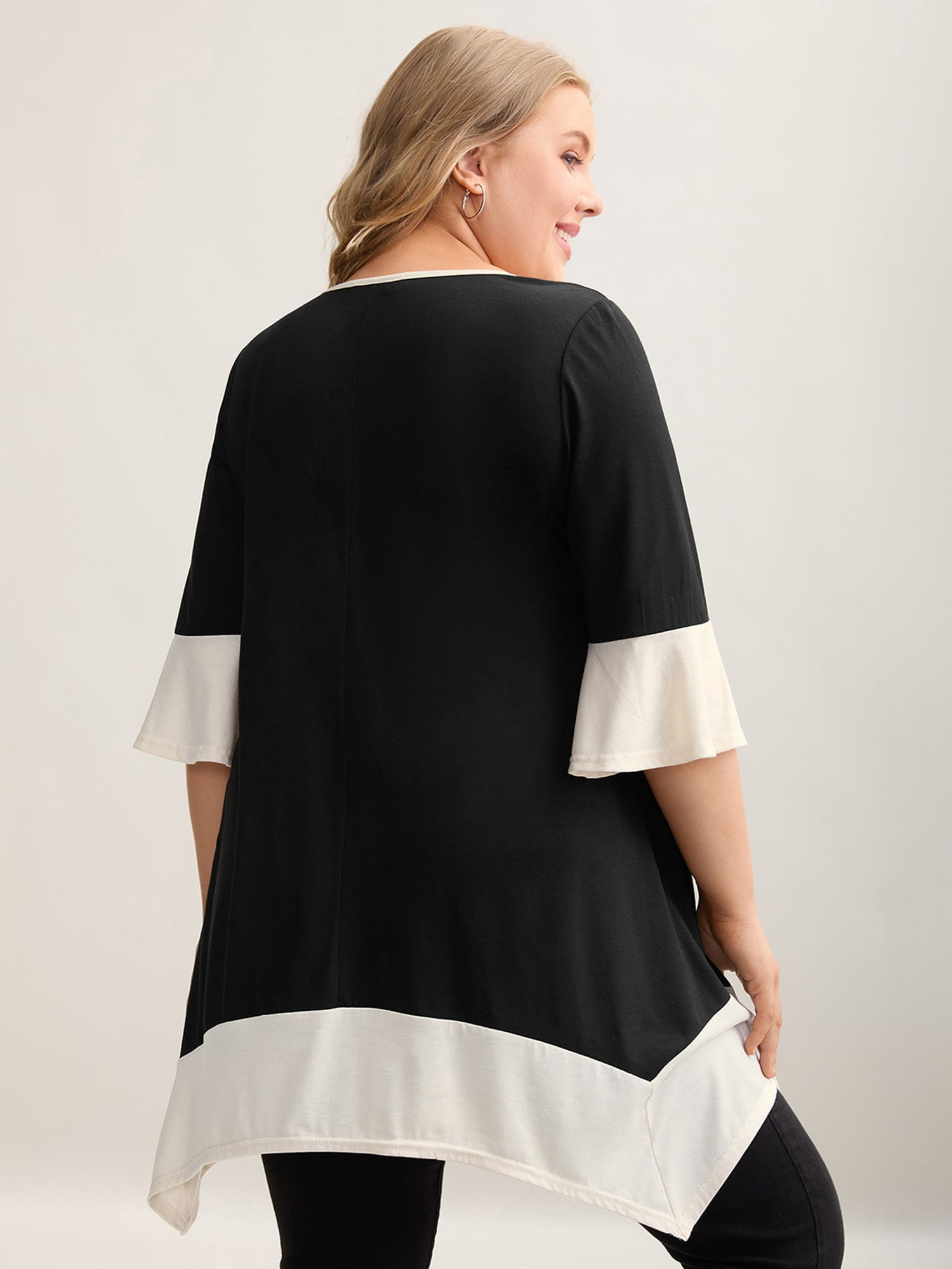 Color Block Hi Low Hem Plain Top