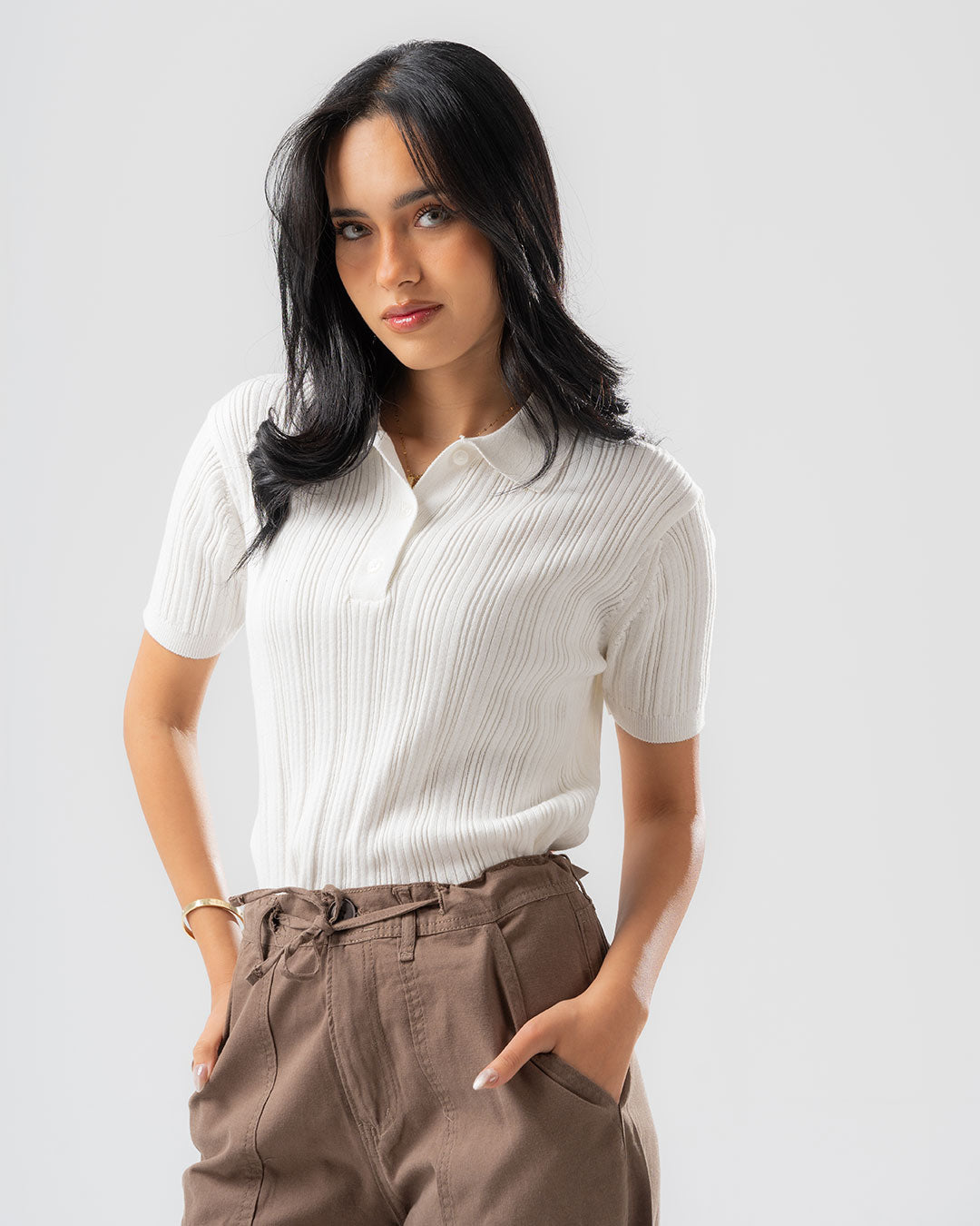 Knitted Women's Short Sleeve T-shirt