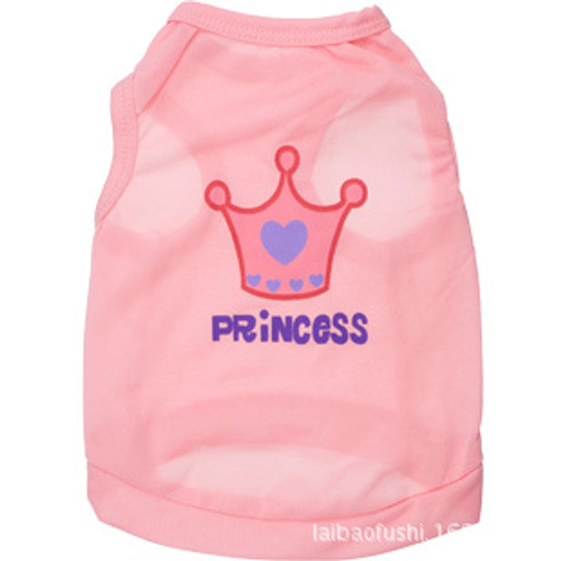 Pet Supplies Dog Clothes Pink Crown Letter Vest Teddy Clothes Spring And Summer