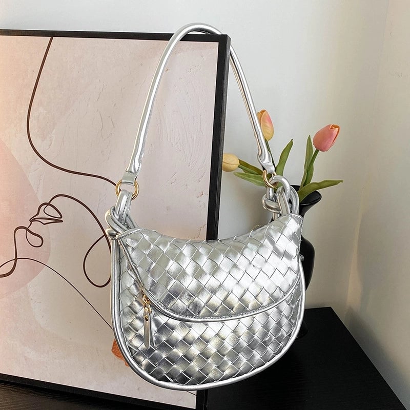 Women's Medium Pu Leather Solid Color Basic Vintage Style Dumpling Shape Flip Cover Underarm Bag