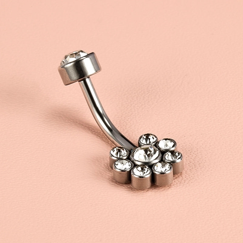 1 Piece Belly Rings Minimalist Classic Style Solid Color 302 Stainless Steel 316 Stainless Steel  Polishing Rhinestone Inlay Diamond Belly Rings