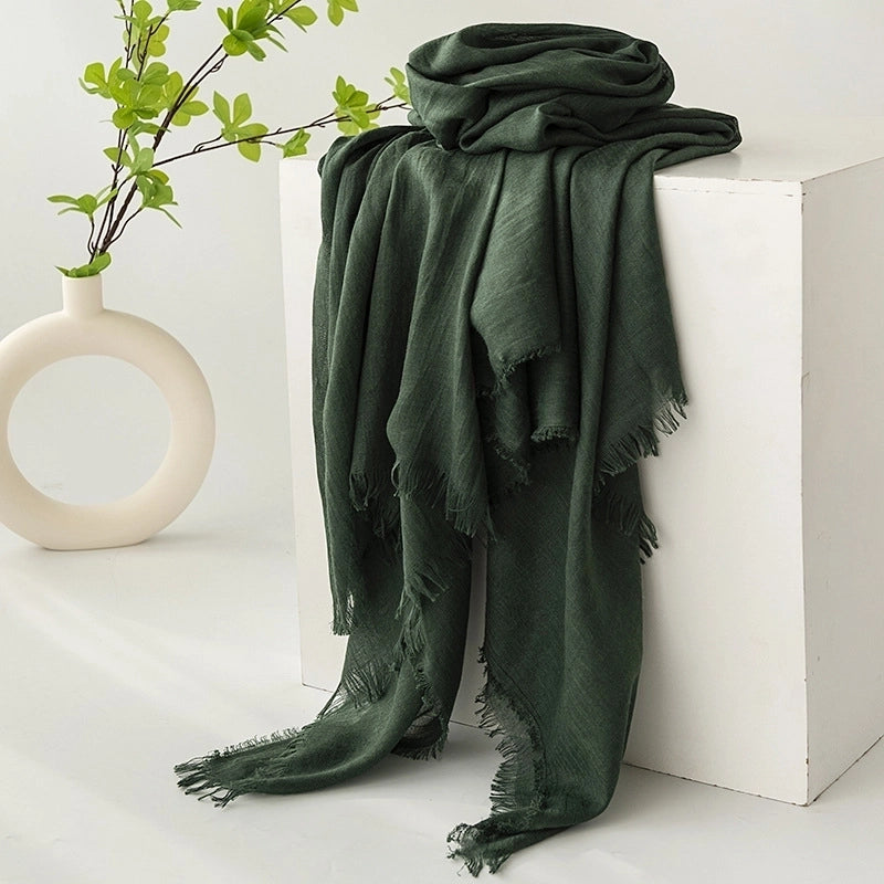 Women's Minimalist Solid Color Polyester Silk Scarf