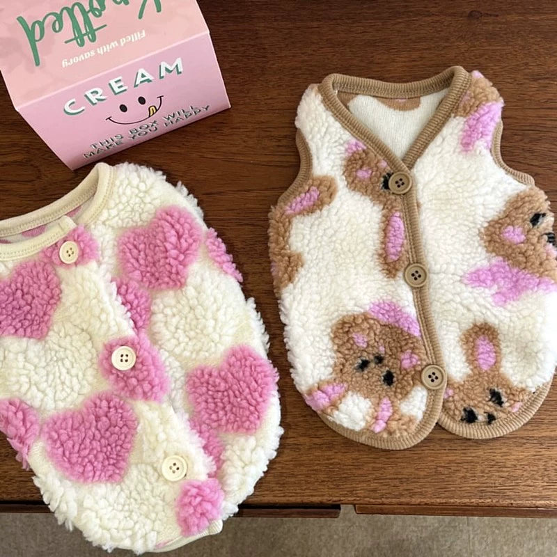 Fleece Sweet Rabbit Heart Dog Cat Jacket Vest