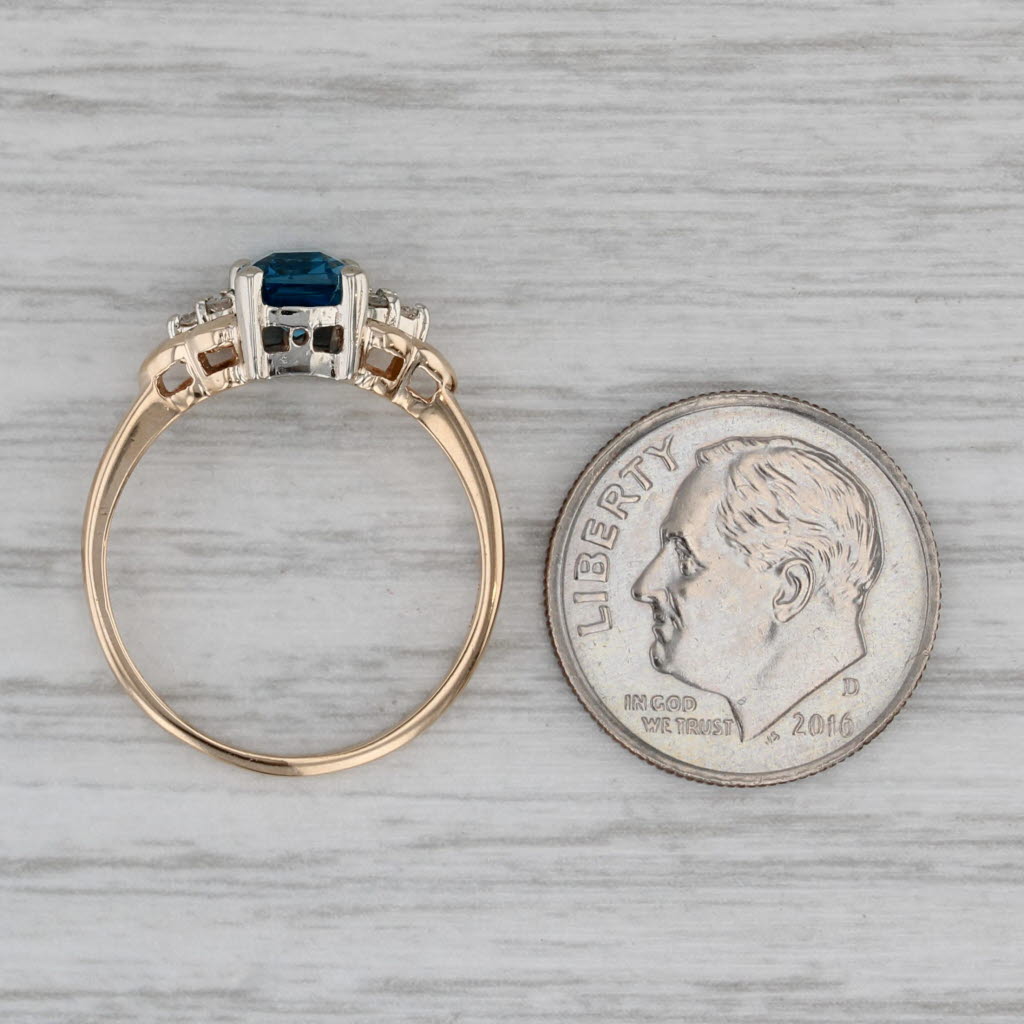 1.43ctw Blue Topaz Diamond Ring 14k Yellow Gold Size 6.25