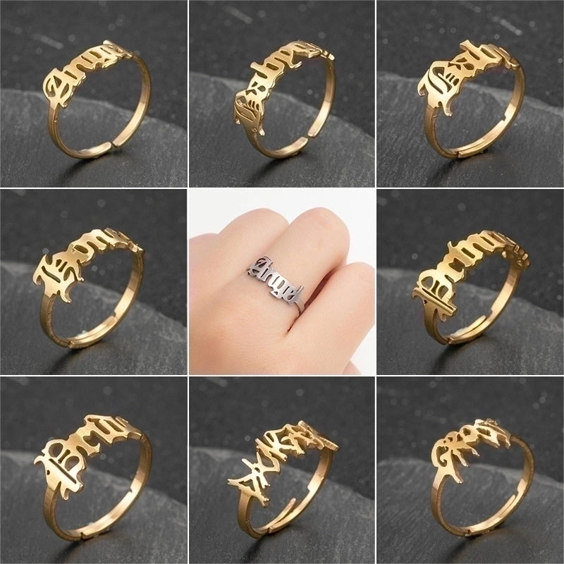 Fashion Letter 201 Stainless Steel 18K Gold Plated Hollow Out Rings