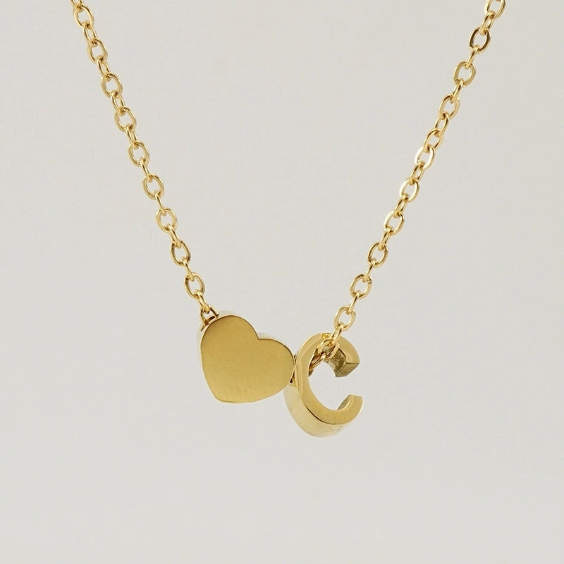 Fashion Letter Heart Shape 304 Stainless Steel 18K Gold Plated Gold Plated Stainless Steel Necklaces
