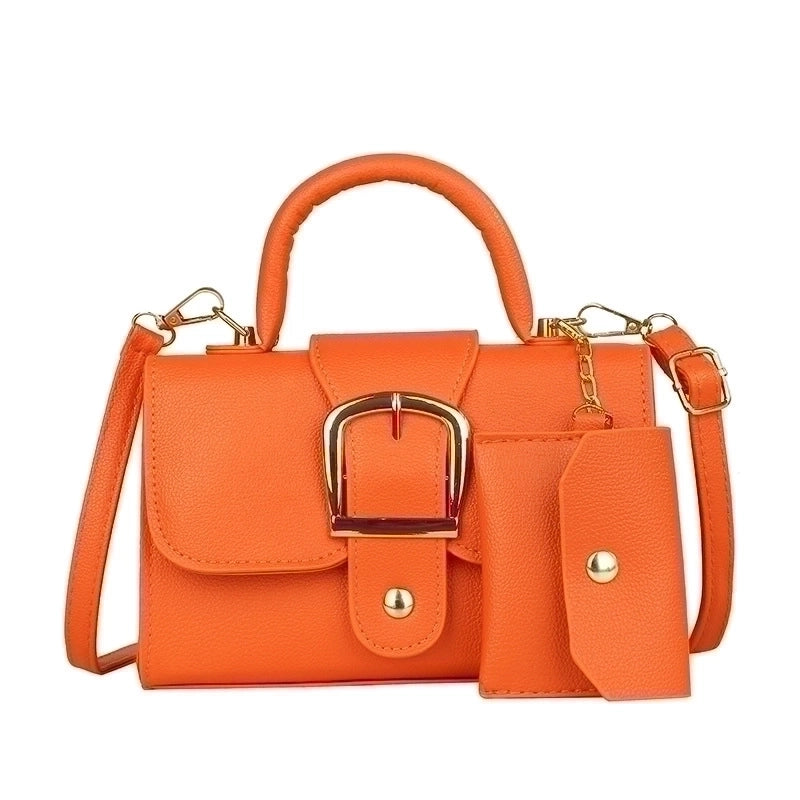 Women's Small Pu Leather Solid Color Fashion Square Flip Cover Crossbody Bag
