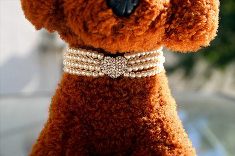 Heart Pattern Pearl Dog Cat Collar