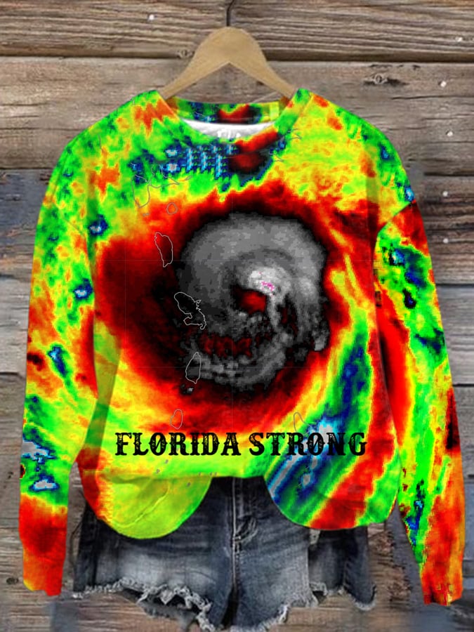 Women's Hurricane Abstract Print Casual Round Neck Sweatshirt