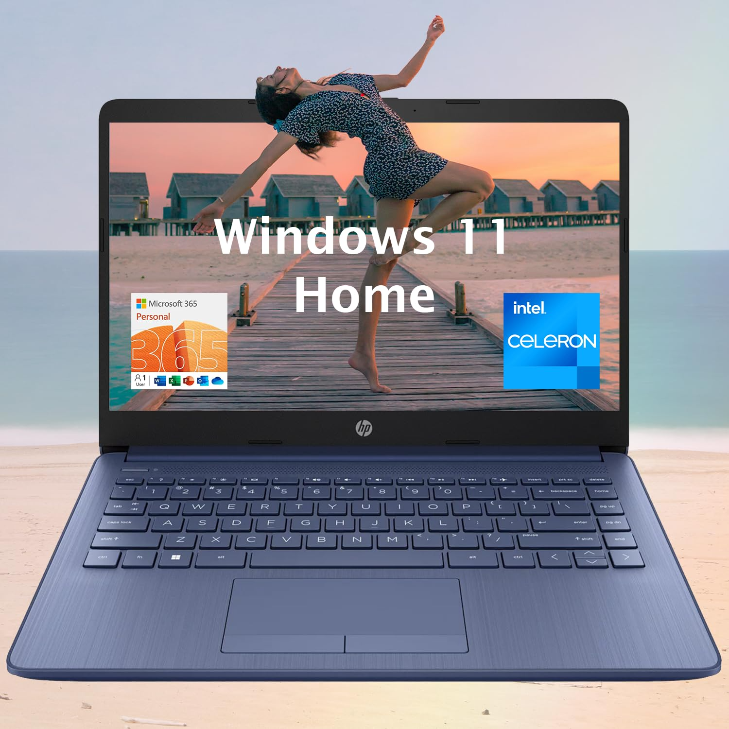 HP Laptop portátil (incluye 1 año Microsoft 365), visualización HD de 14 pulgadas, 8 GB de RAM, 64 GB eMMC, Intel Quad-Core N4120, estudiantes y negocios, cámara web, HDMI, Wi-Fi, RJ-45, Windows 11 Home, azul grisáceo