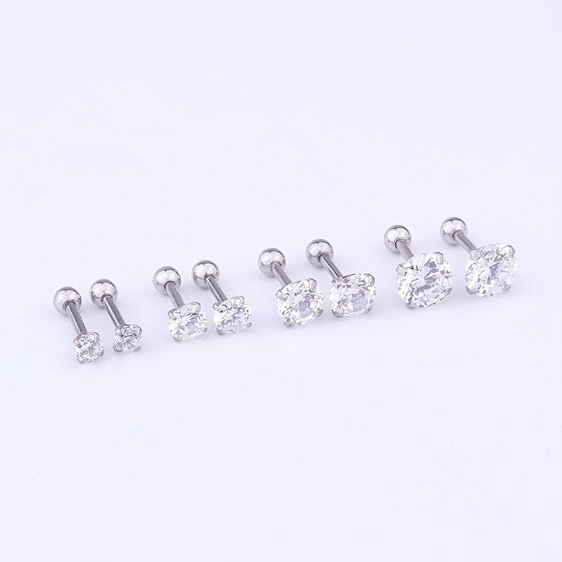 Ear Cartilage Rings & Studs Fashion Geometric 316L Stainless Steel  Inlaid Zircon