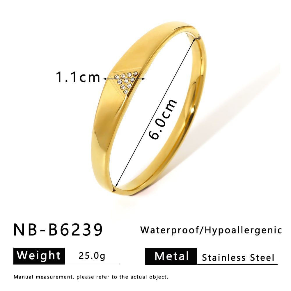 Ins Style Simple Classic Scale Inlaid Diamond White Shell Titanium Steel Bracelet 18K Gold Wide Version Of The Second-Hand Bracelet