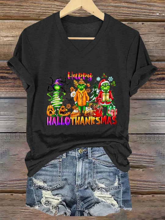 Women's Hallothanksmas  Print T-Shirt