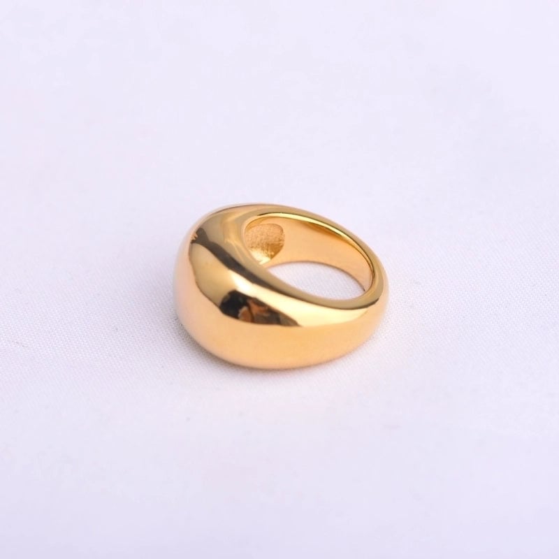 Stainless Steel 18K Gold Plated Minimalist Solid Color Rings