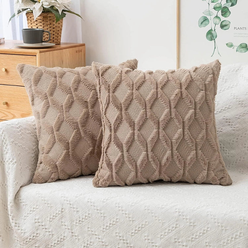 Fashion Solid Color Short Plush Pillow Cases Couch & Sofa Decor