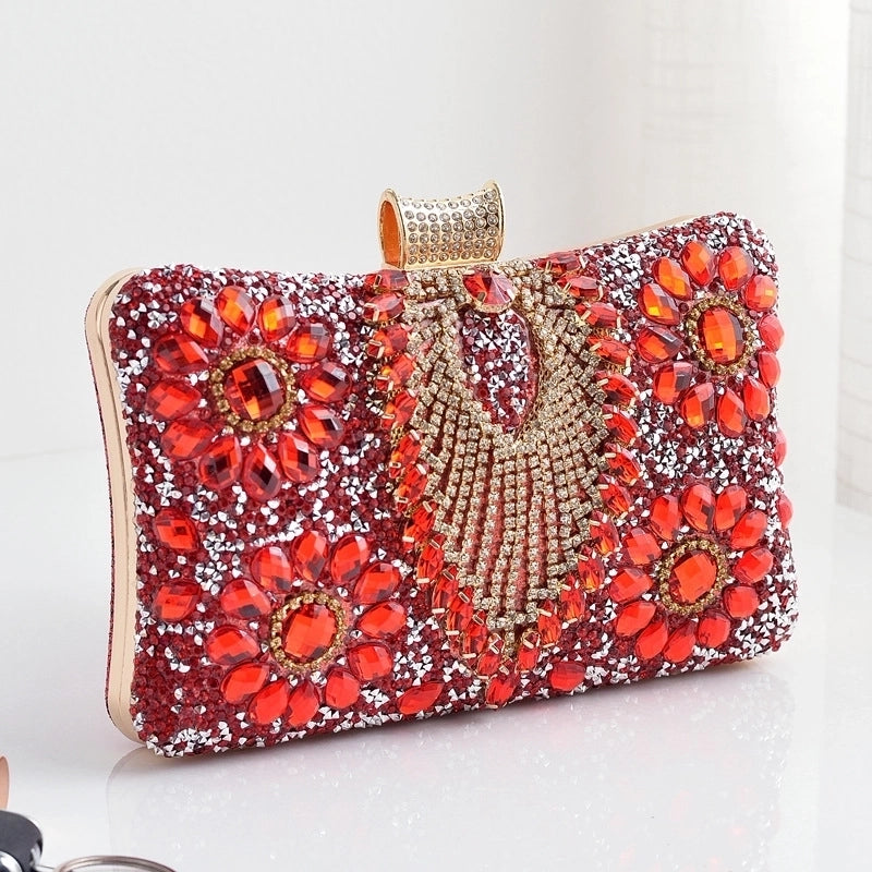 Red Green Royal Blue Pu Leather Water Droplets Square Evening Bags