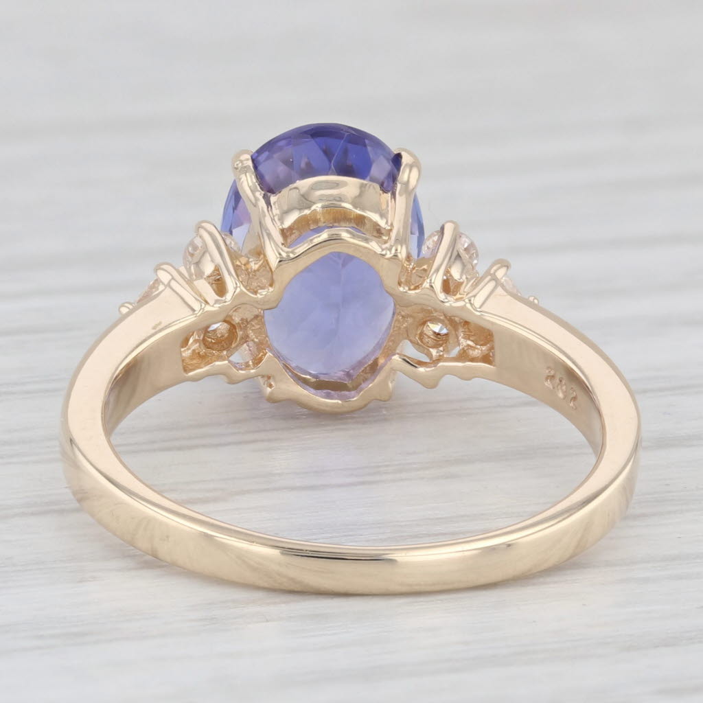 3.18ctw Tanzanite Oval Diamond 14k Yellow Gold Size 7 Ring
