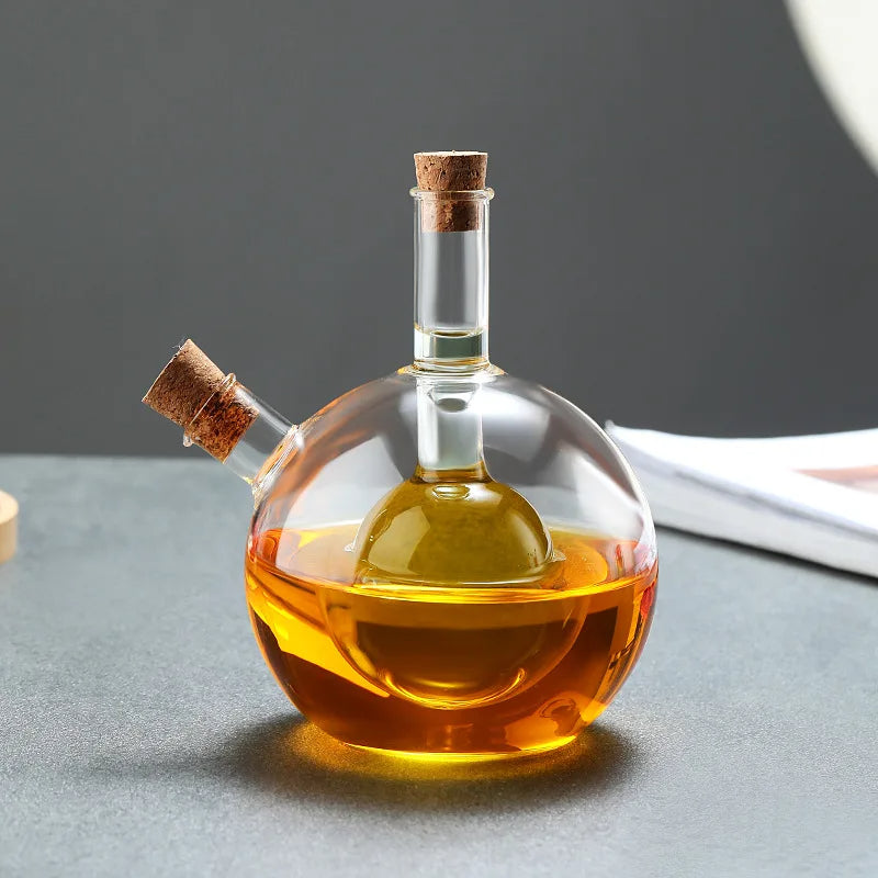 2-IN-1 GLASS OIL POT DOUBLE SOY SAUCE & SEASONING BOTTLE VINEGAR STORAGE
