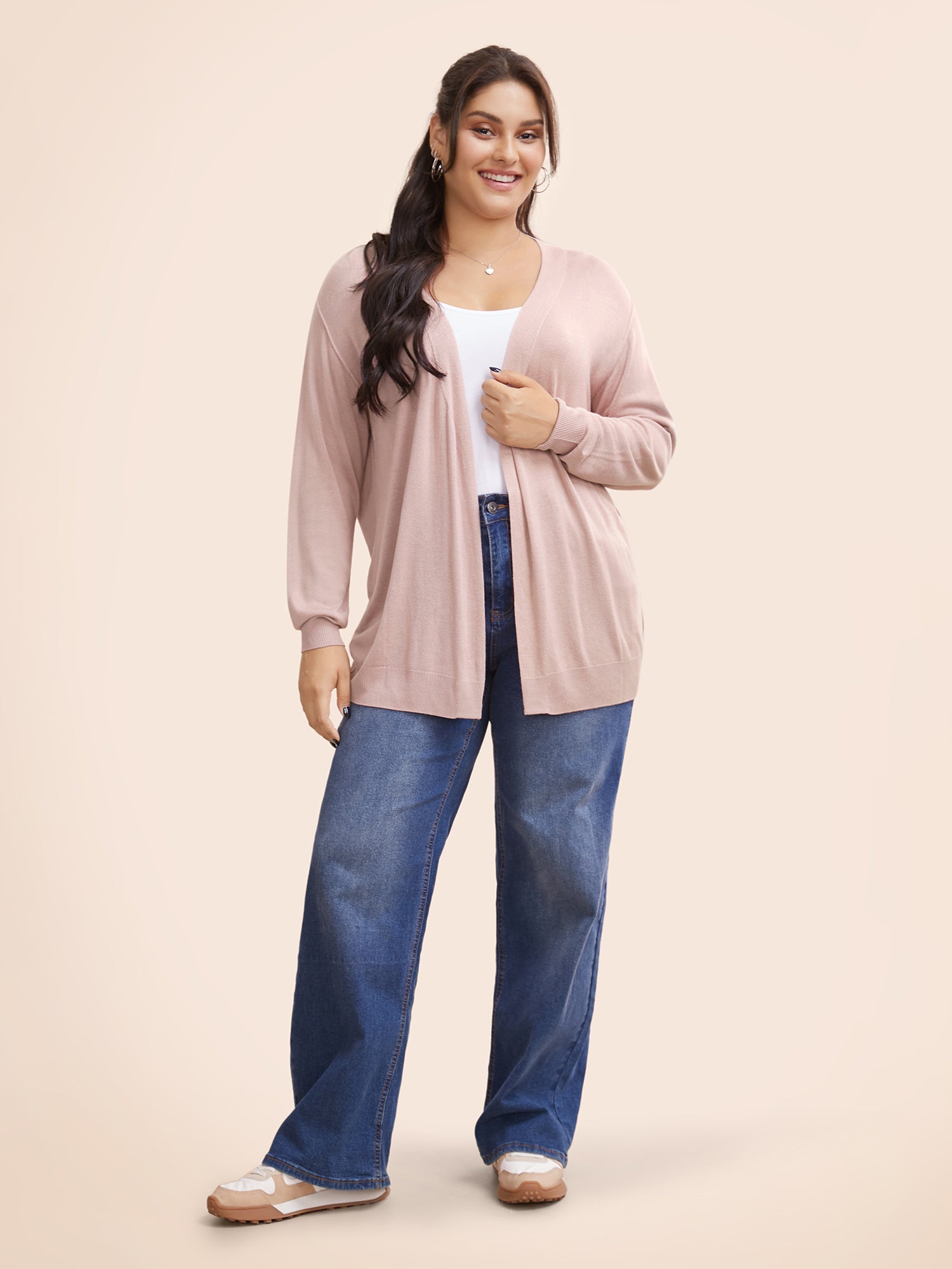 Supersoft Essentials Solid Open Front Loose Cardigan