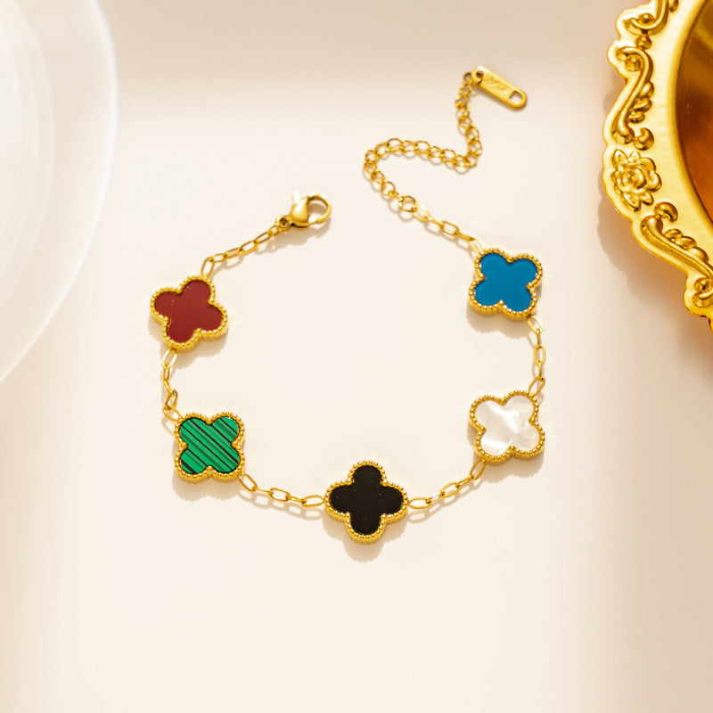 Moderate Luxury Letter Number Flower Stainless Steel 18K Gold Plated Necklaces