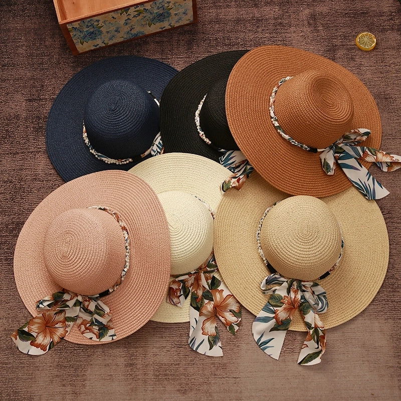 Women's Elegant Basic Solid Color Big Eaves Straw Hat