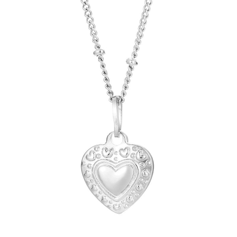 Minimalist Heart Shape Titanium Steel Resin 18K Gold Plated Inlay Pendant Necklace
