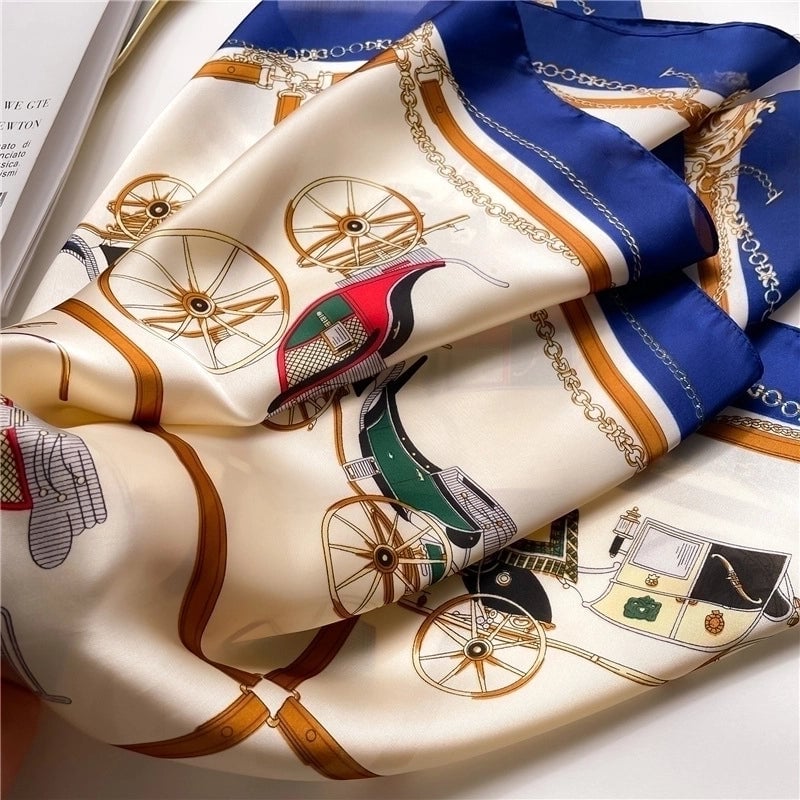 Women's Elegant Minimalist Color Block Polyester Printing Silk Scarf